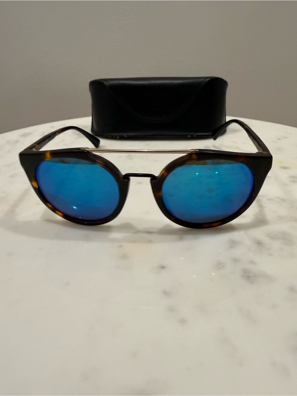 rag & bone Tortoiseshell Sunglasses with Blue Mirrored Lenses